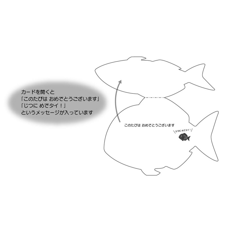 グリーティングカード お祝い　水引付き鯛