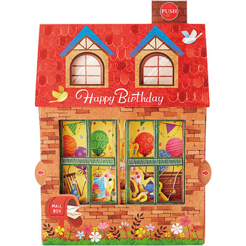 グリーティングカード 誕生日祝い　ライト＆メロディー　赤い屋根の家