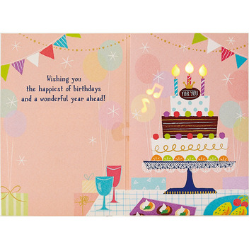 グリーティングカード 誕生日祝い　ライト＆メロディー　ケーキ