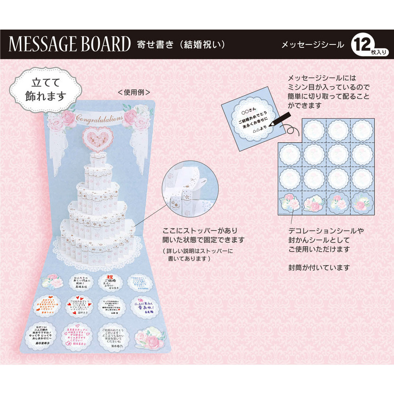 グリーティングカード 結婚祝い　寄せ書き　花と文字　