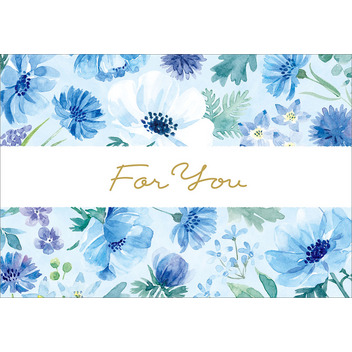 グリーティングカード 多目的　青い花総柄