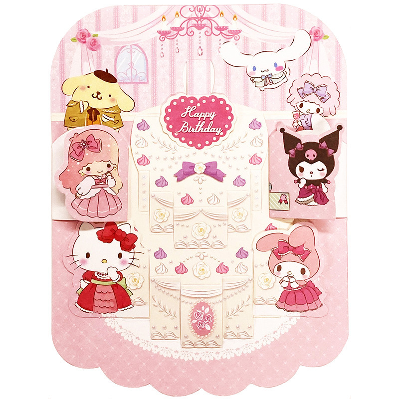 グリーティングカード 誕生日祝い　キャラクターミックスケーキ