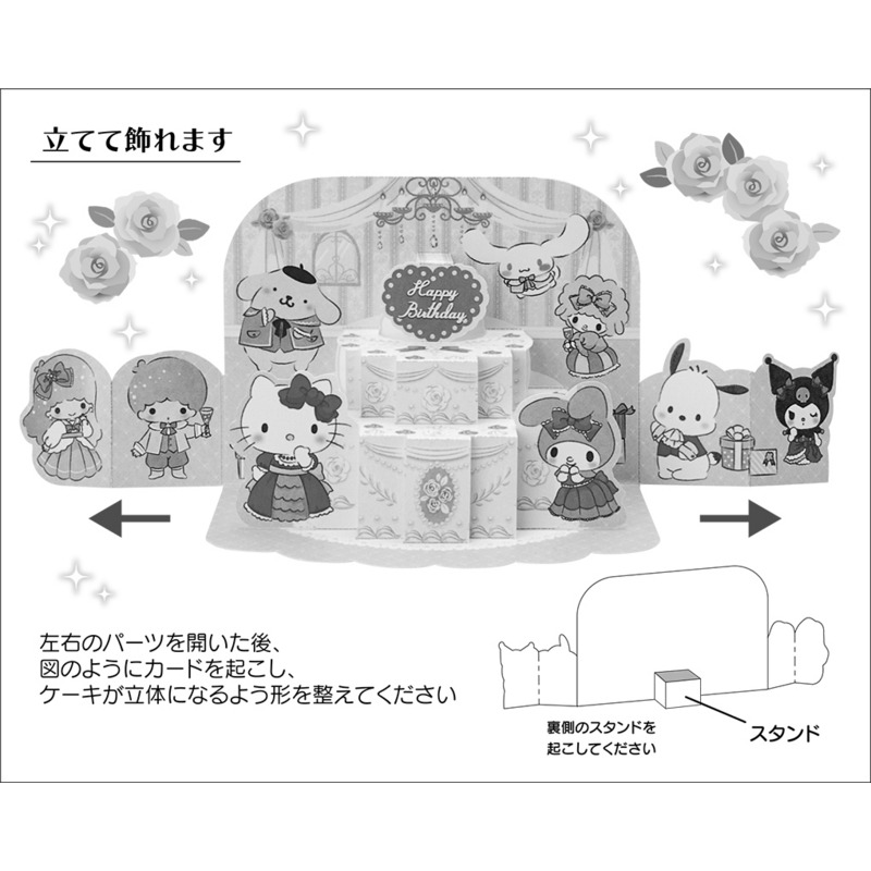 グリーティングカード 誕生日祝い　キャラクターミックスケーキ