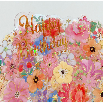 グリーティングカード 誕生日祝い　透明花かご