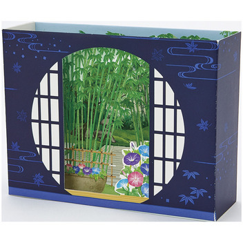 グリーティングカード サマー　丸窓夏の日本庭園
