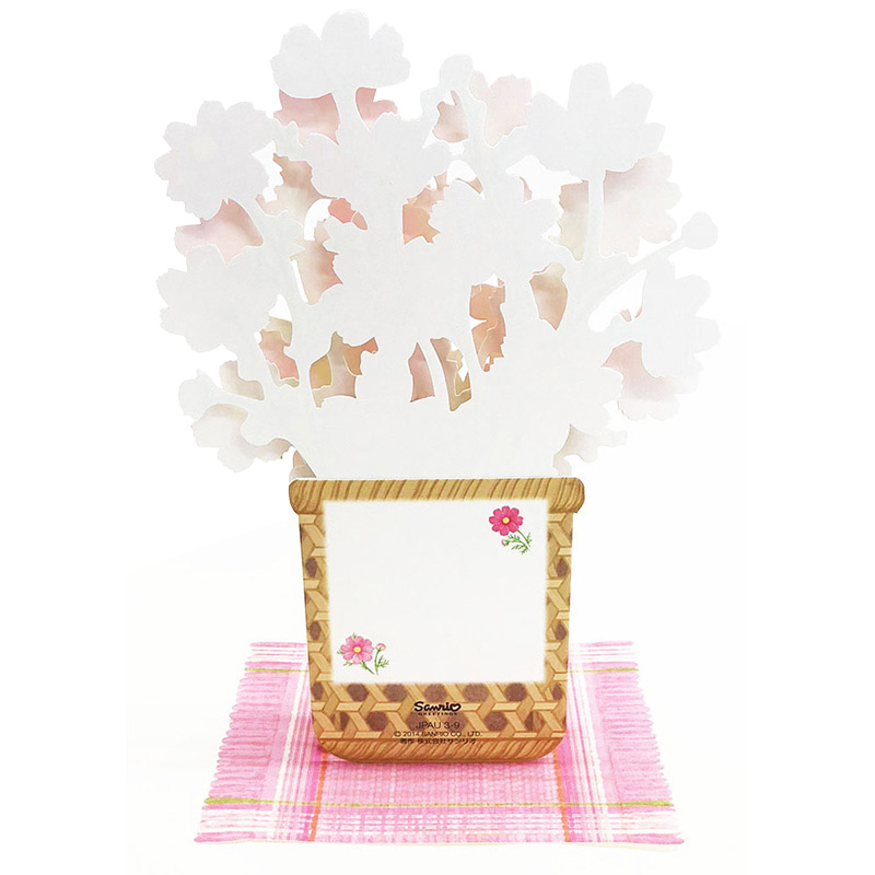グリーティングカード 秋　編みかごにコスモス
