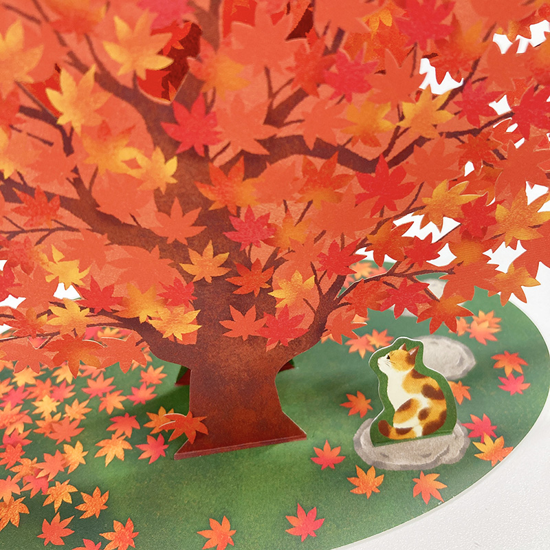 グリーティングカード 秋　紅葉の木1本