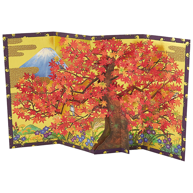 グリーティングカード 秋　紅葉びょうぶ