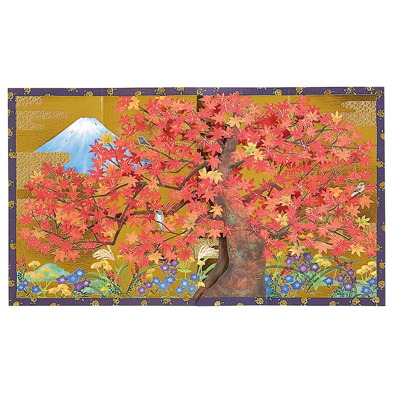 グリーティングカード 秋　紅葉びょうぶ