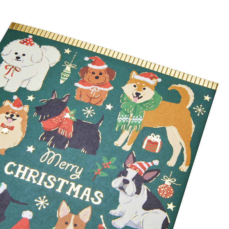グリーティングカード クリスマス　犬いっぱい