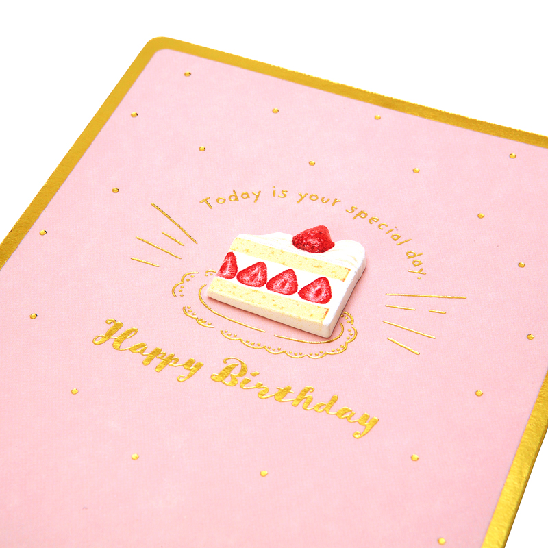 グリーティングカード 誕生日祝い　いちごのショートケーキ