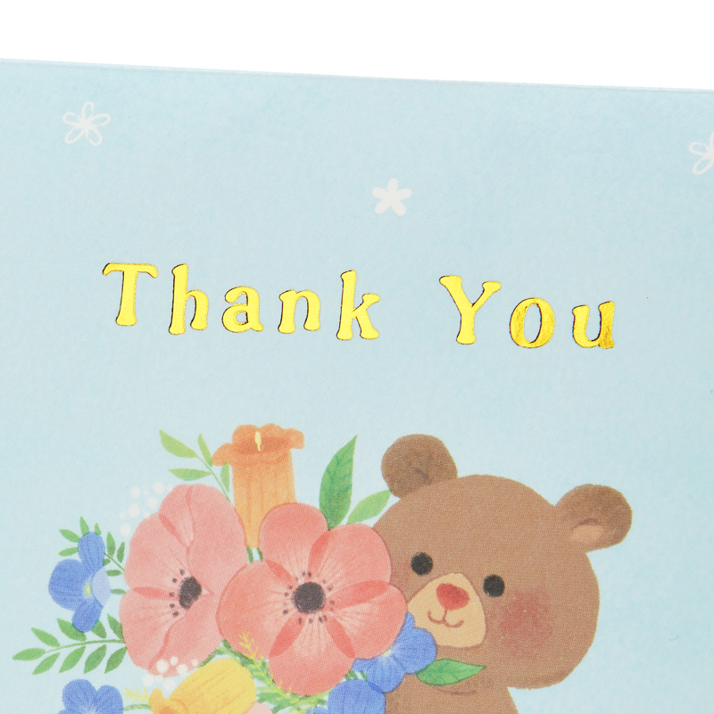 グリーティングカード 感謝　クマと花たくさん