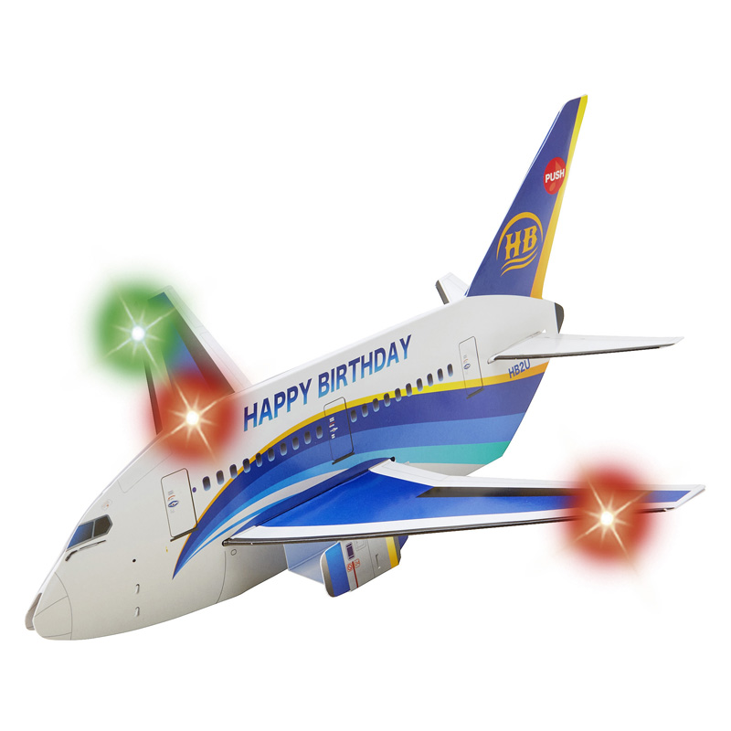 グリーティングカード 誕生日祝い　ライト＆メロディー　飛行機