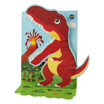 グリーティングカード 誕生日祝い　ライト＆メロディー　恐竜