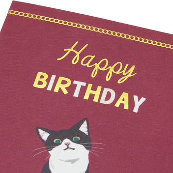 グリーティングカード 誕生日祝い　ミニカード　黒白ネコ