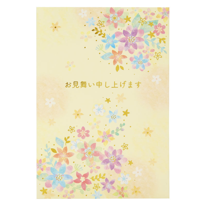 グリーティングカード お見舞い　お見舞い上下に花