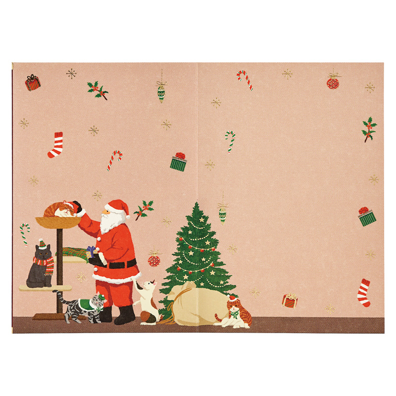 グリーティングカード クリスマス　ネコいっぱい