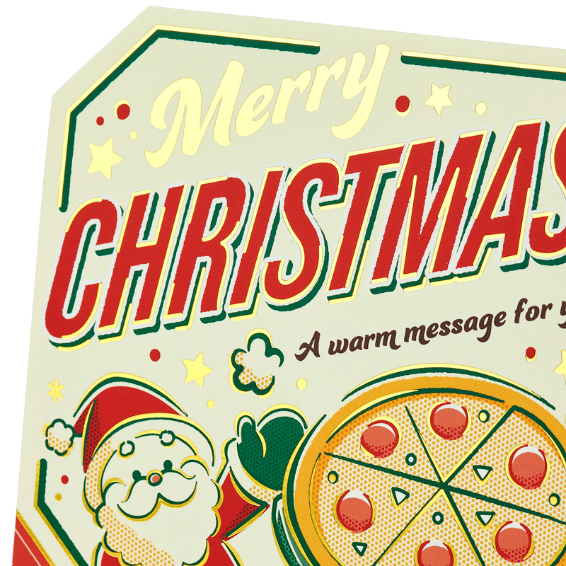 グリーティングカード クリスマス　ピザ