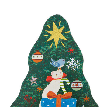 グリーティングカード クリスマス　動物のツリー