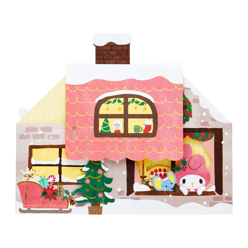 グリーティングカード クリスマス マイメロディ家