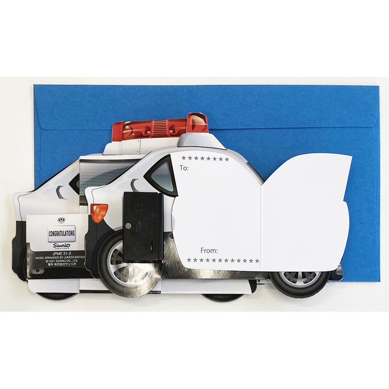 グリーティングカード 誕生日祝い　ライト＆メロディー　パトカー