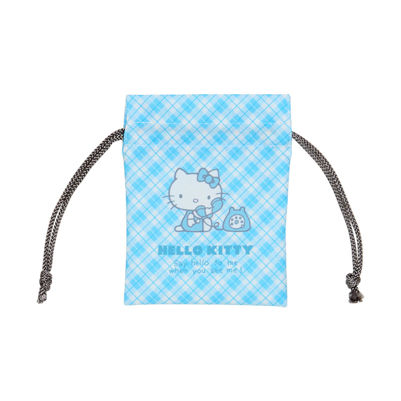 ハローキティ 豆巾着 電話チェック （みずいろ）