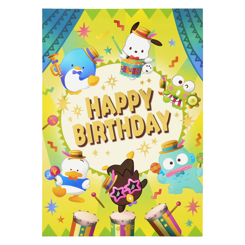 グリーティングカード 誕生日祝い　ライト＆メロディー　はぴだんぶいサンバでお祝い