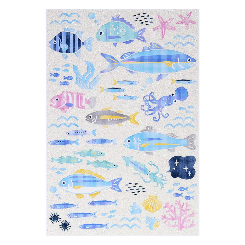グリーティングカード サマー　ポストカード　魚いっぱい