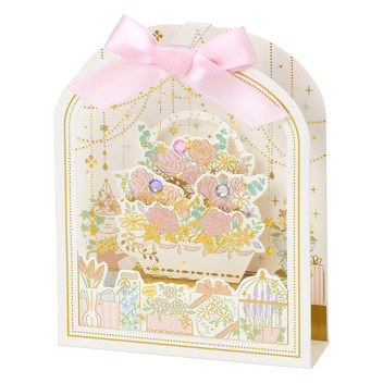  誕生日祝い　リボン付き枠の中に花