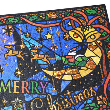 グリーティングカード クリスマス　ポストカード　切り絵風クリスマス風景