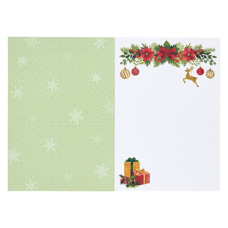 グリーティングカード クリスマス　白い壁に緑のリース