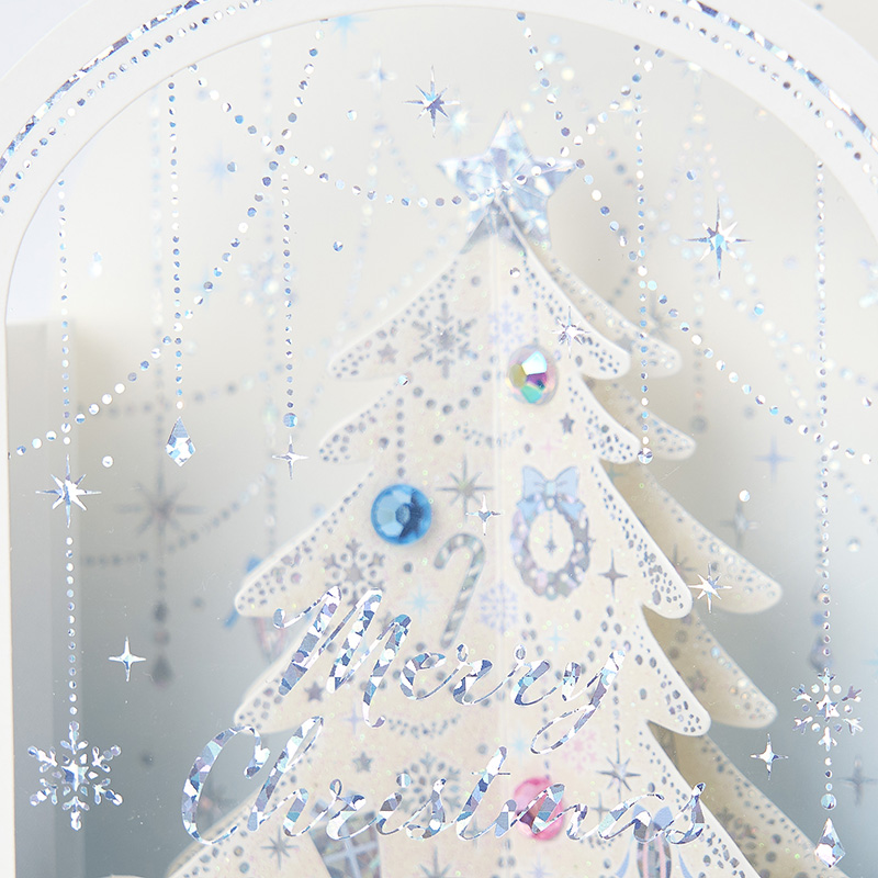 グリーティングカード クリスマス　白い枠にツリー