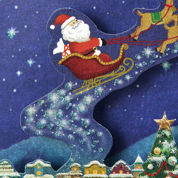 グリーティングカード クリスマス　夜空にそり