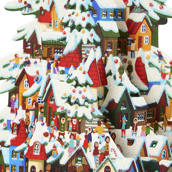 グリーティングカード クリスマス　街並みのツリー