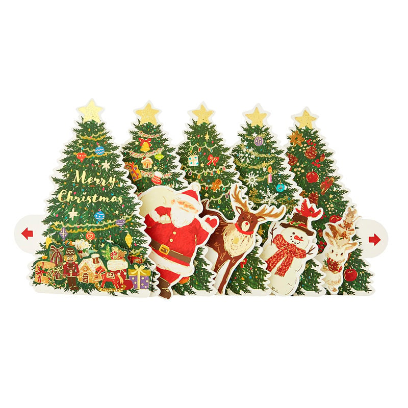 グリーティングカード クリスマス　ツリーからサンタ