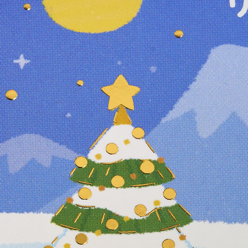 グリーティングカード クリスマス　ミニカード　温泉にサンタ