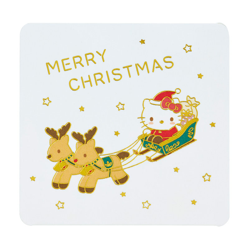 グリーティングカード クリスマス　ミニカード　ハローキティ そりに乗る