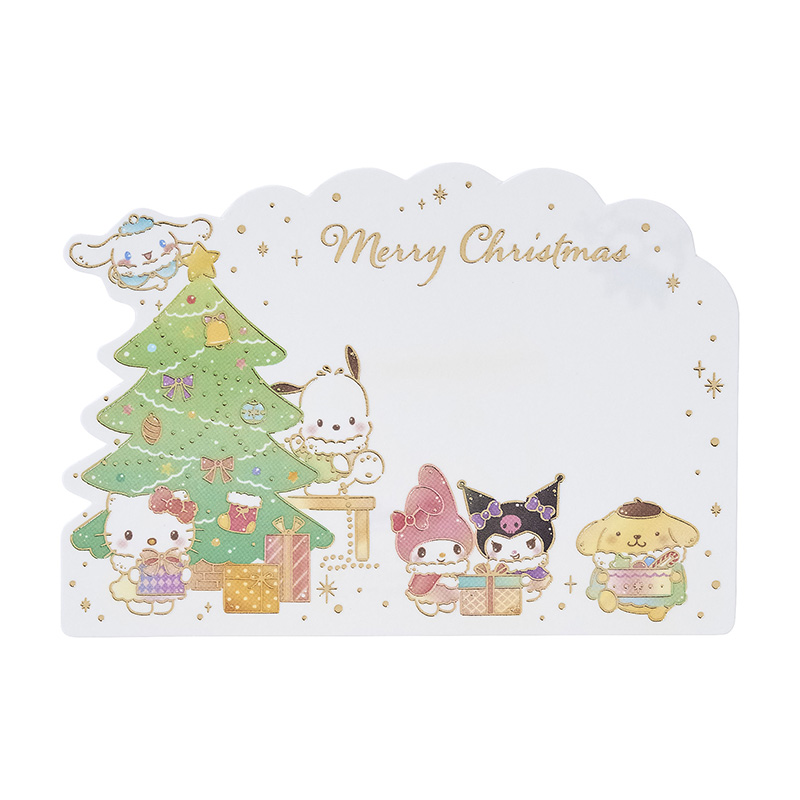 グリーティングカード クリスマス　ミニカード　サンリオキャラクターズ クリスマスの飾り付け
