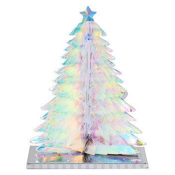 グリーティングカード クリスマス　ライト＆メロディー　白いツリー