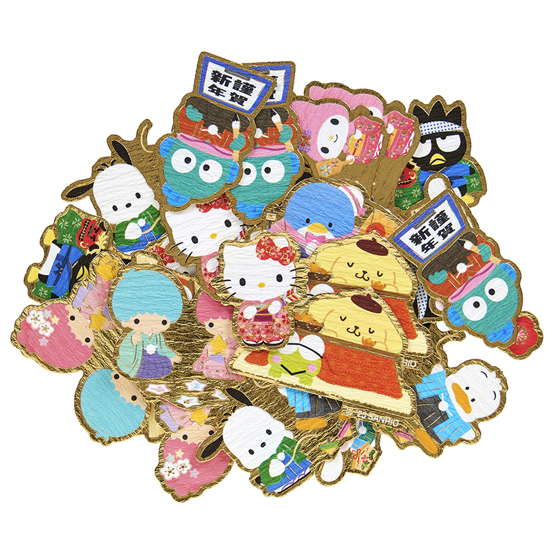 グリーティングカード 年賀　サンリオキャラクターズ フレークシール正月