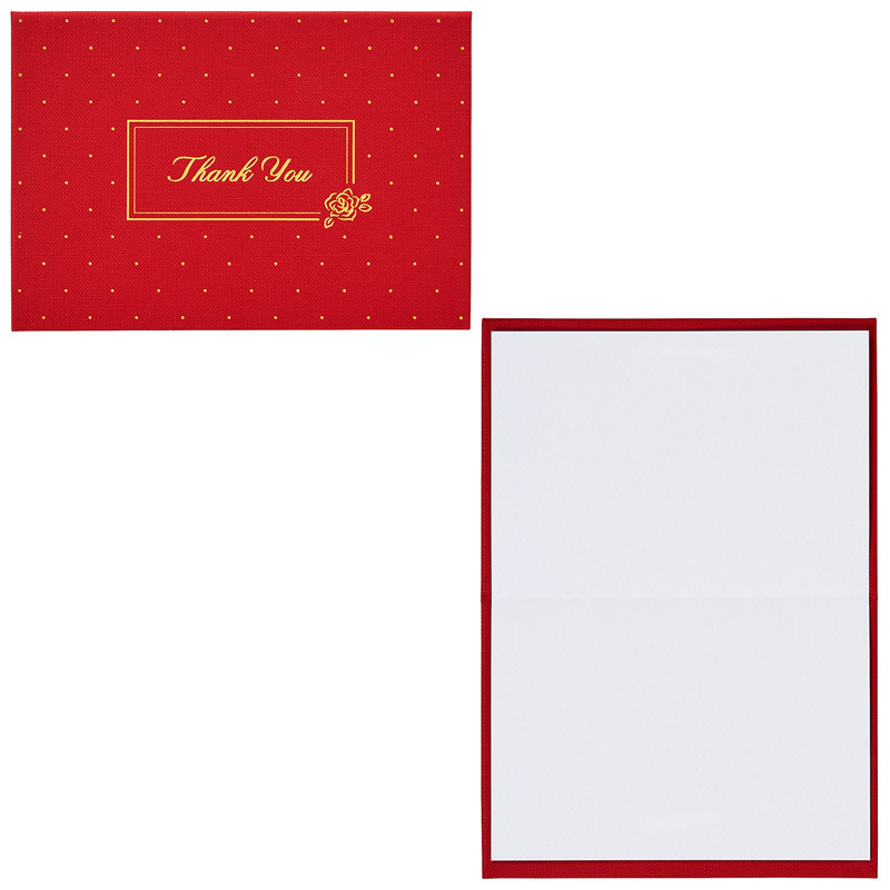 グリーティングカード 感謝　赤地に花と文字