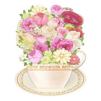  多目的　ティーカップにピンクの花