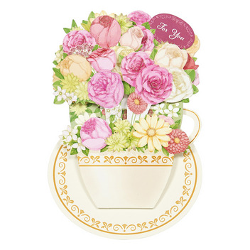  多目的　ティーカップにピンクの花
