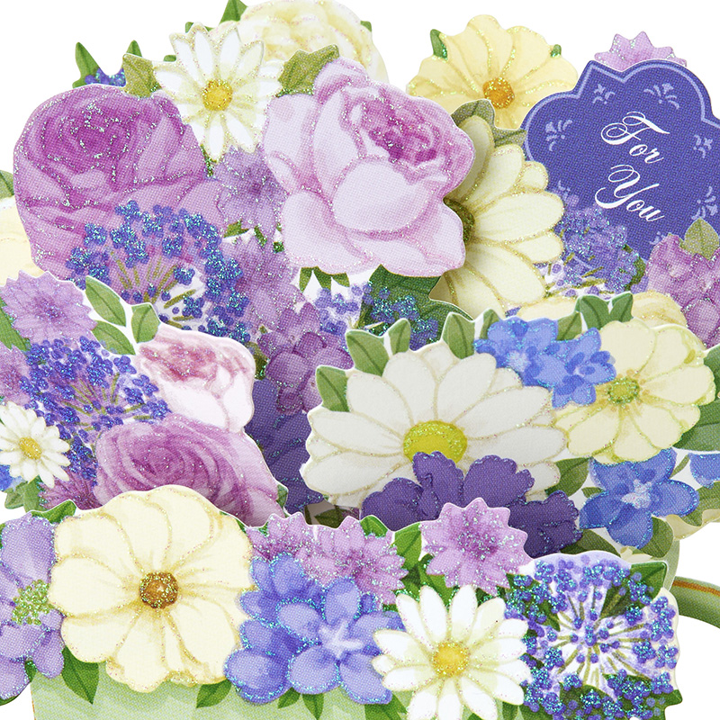 グリーティングカード 多目的　ティーカップにブルーの花