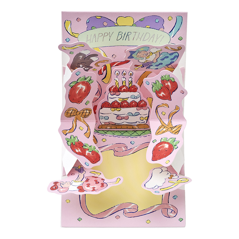 グリーティングカード 誕生日祝い　ミニカード　ケーキ作るふたり