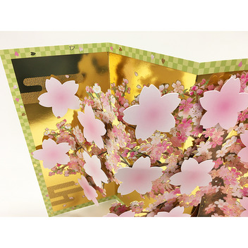  寄せ書き　金びょうぶに桜