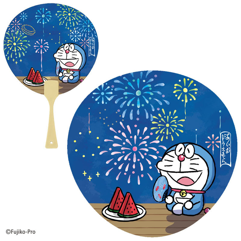 グリーティングカード サマー　ドラえもん花火うちわ