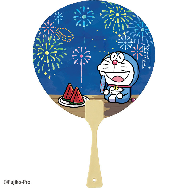 グリーティングカード サマー　ドラえもん花火うちわ