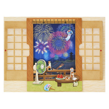  サマー　和室から見える花火