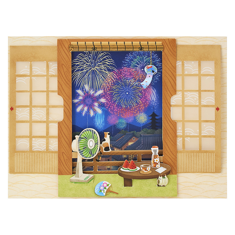  サマー　和室から見える花火